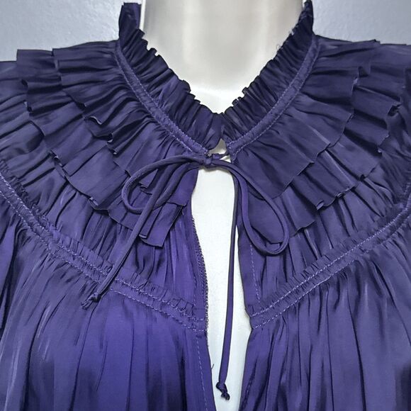 Ulla Johnson Lucy Size 6 Tiered Long Sleeve Blouse Viola Purple - Picture 9 of 12